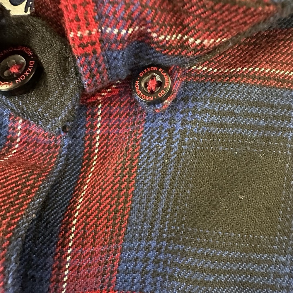 Dixxon Flannel Hometown Shirt Mens large Red Blue Plaid Long Sleeve button up - Picture 5 of 11